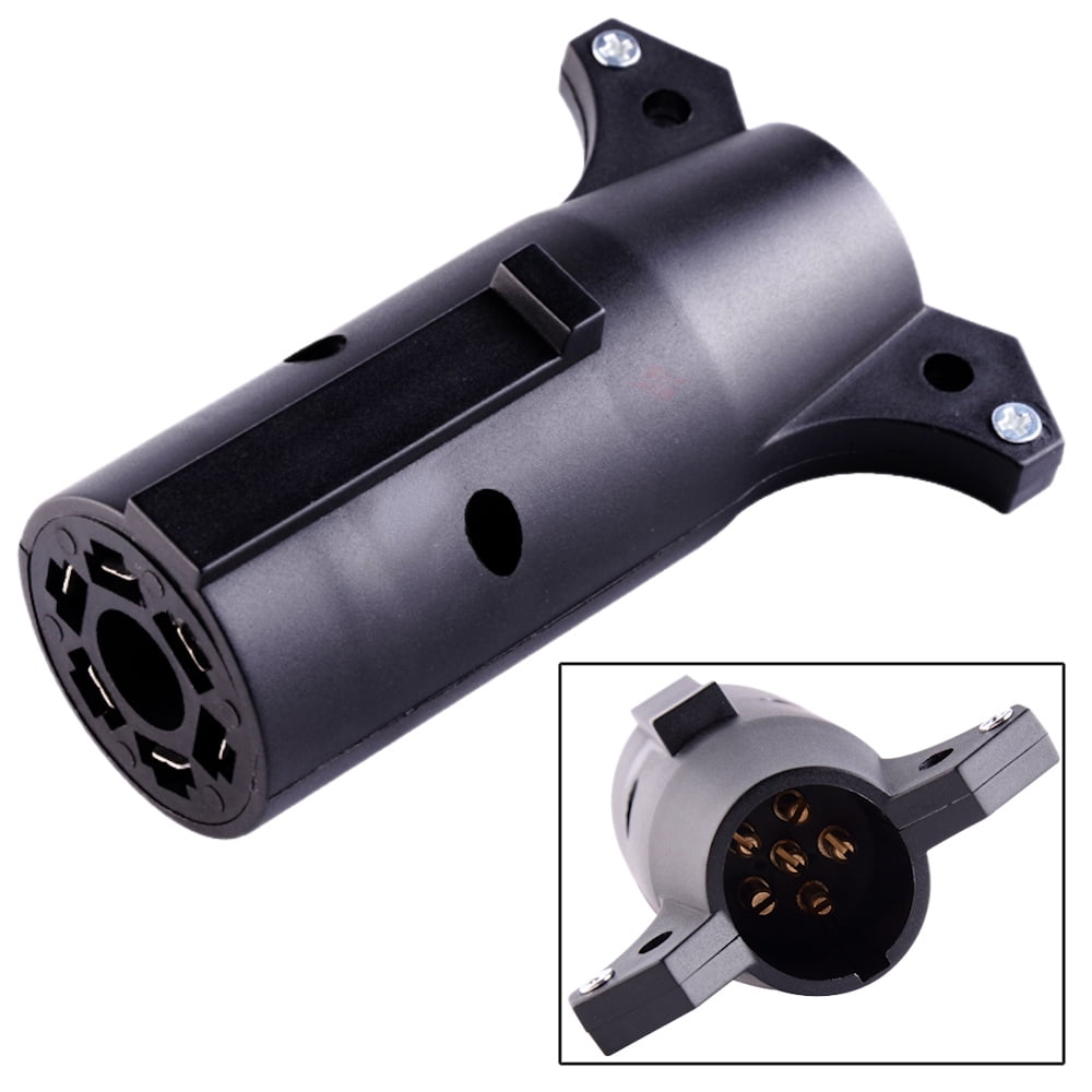 new rv 7 blade round male to 6 pole round female trailer wiring adapter hoppy 47435 trailer wiring connector